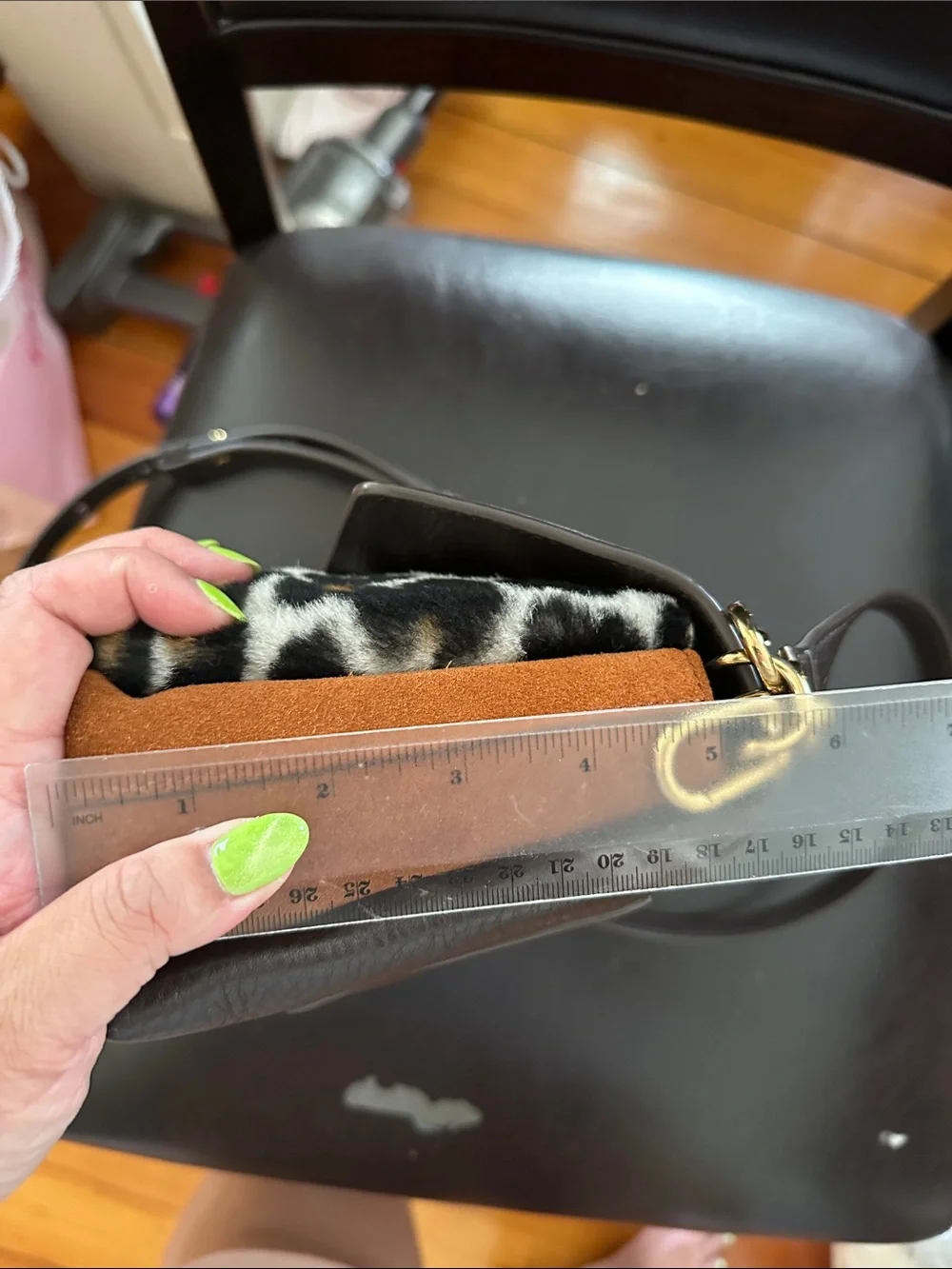 Tory Burch Brown Leather Crossbody with Leopard Print